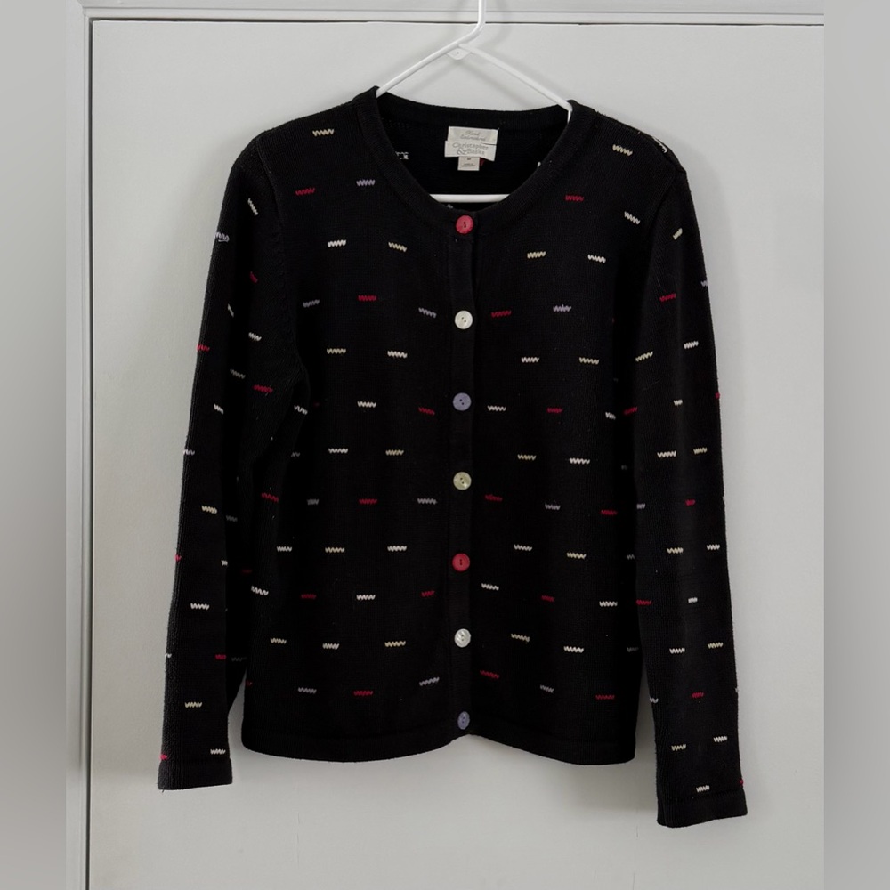 Vintage Christopher & Banks Hand Embroidered Cardigan Multicolor Buttons 90s